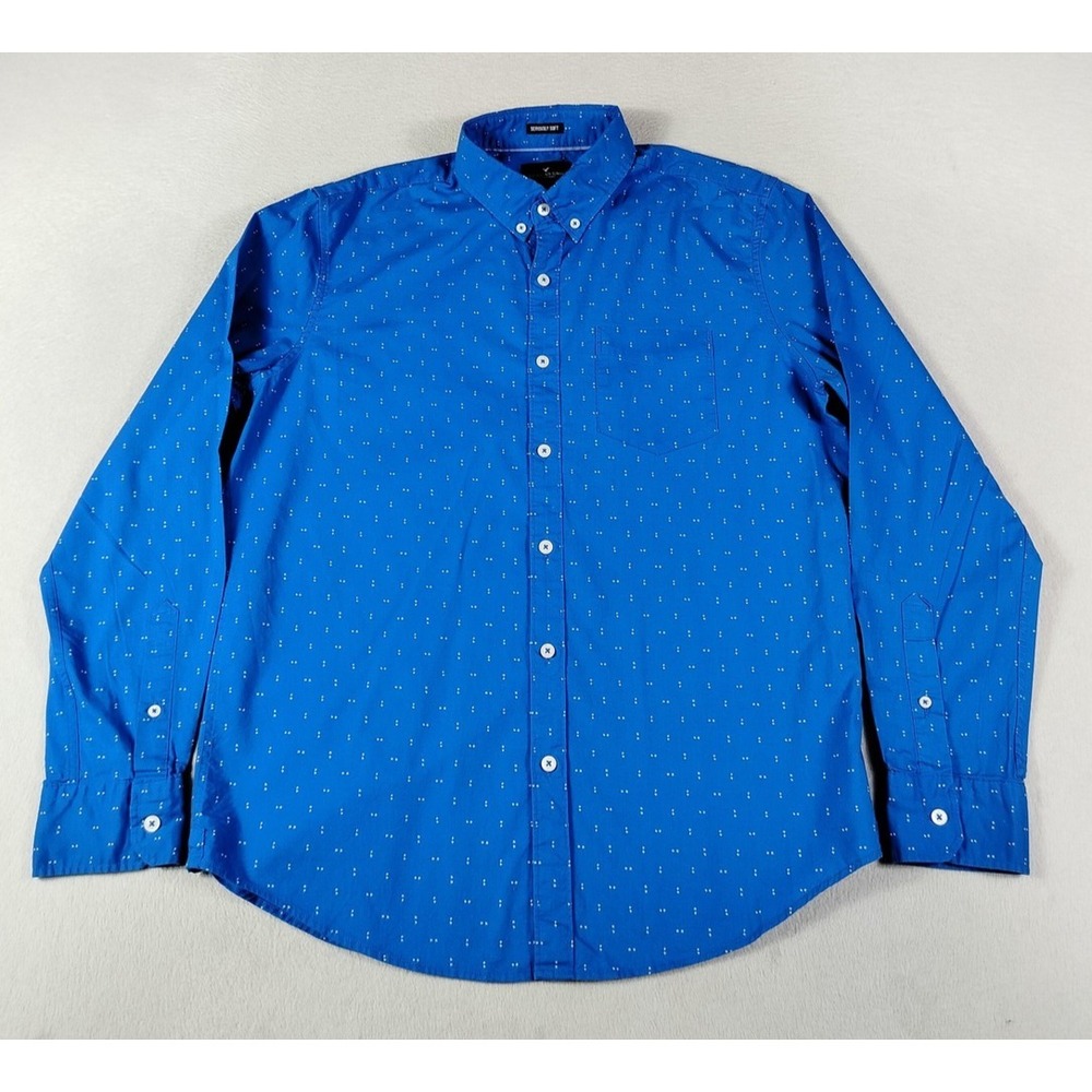 American Eagle Outfitters Shirt Mens Medium Blue Geometric Classic Fit Casual